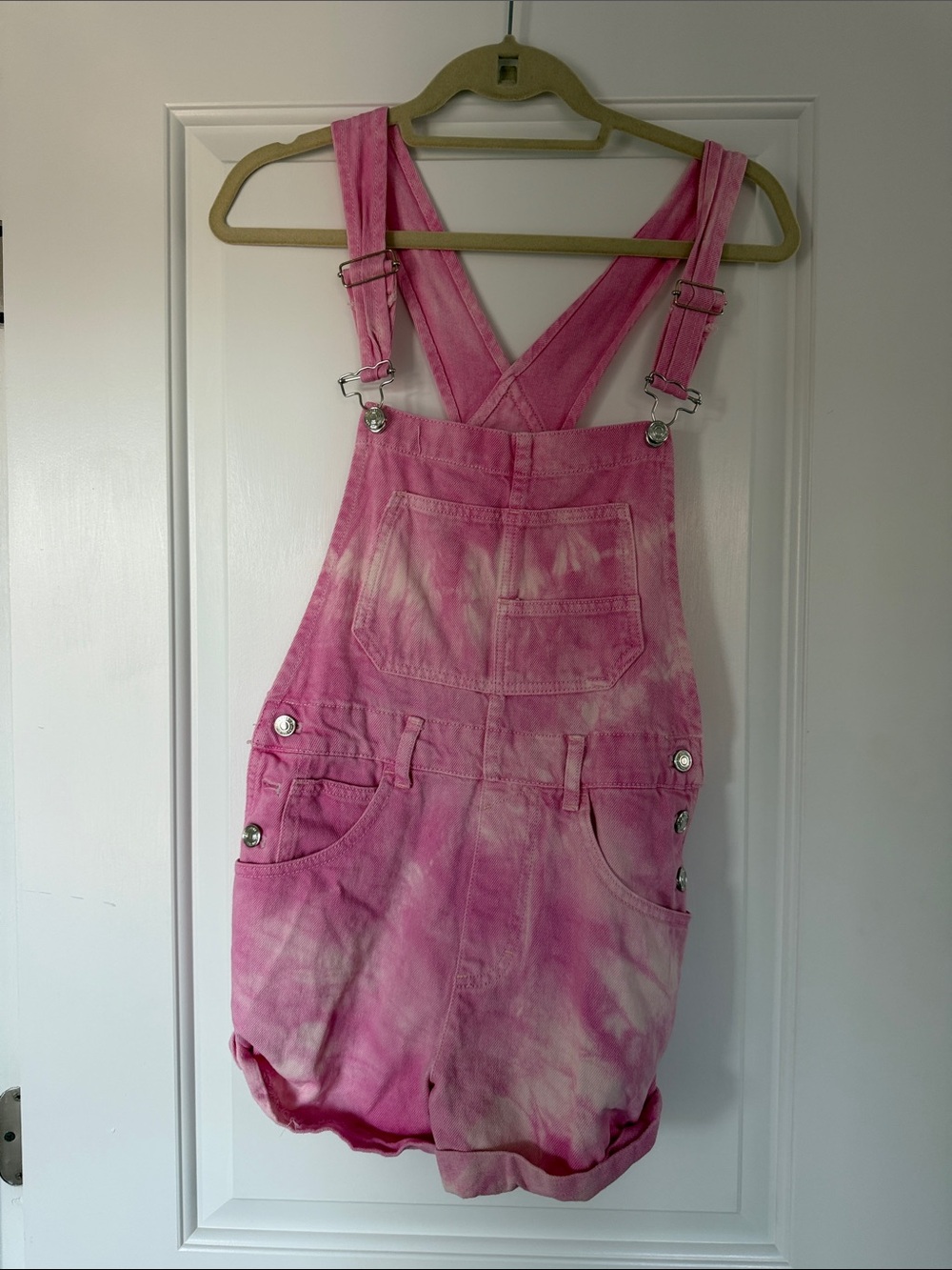 We the free pink tie die XS short-alls